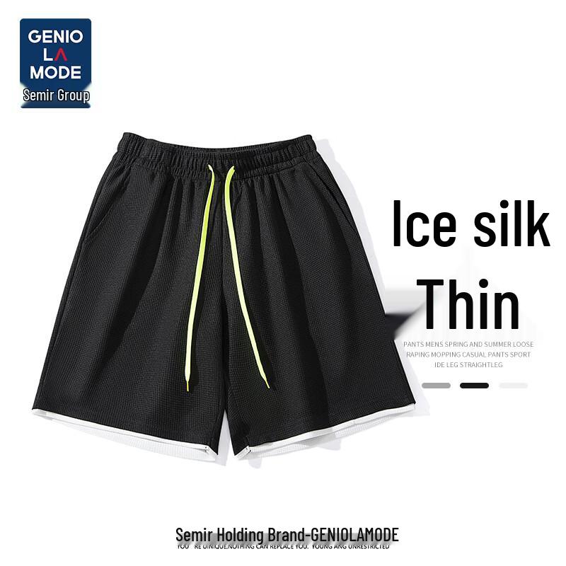 GENIOLAMODE Men s Drawstring Casual Sport Shorts L