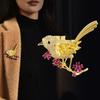High-End Exquisite Micro-Inlaid Citrine Zircon Magpie Dengmei Brooch, Suit Accessories, Women'S Brooch.