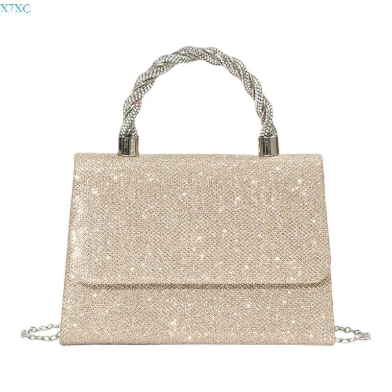 

X7XC Practical Womens Evening Bag Rhinestones Shoulder Purse Fashion Crossbody Purse шампанського