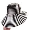 Korean Foldable Striped Bucket Hat for Women – Summer Sun Protection, Large Head Circumference