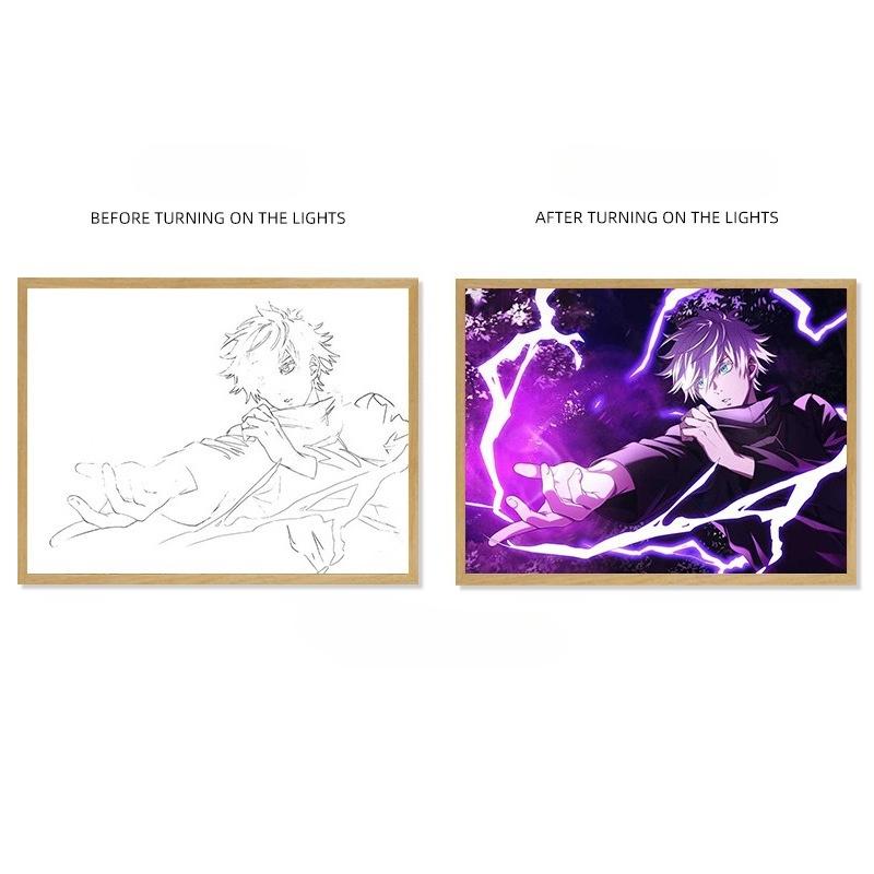 

22cm/8.66in Anime Light Painting 3D LED Night Gojo Satoru Peripherals Cartoon Acrylic Lamp Toy Table Decoration Collectible Gift 22cm Plug-in