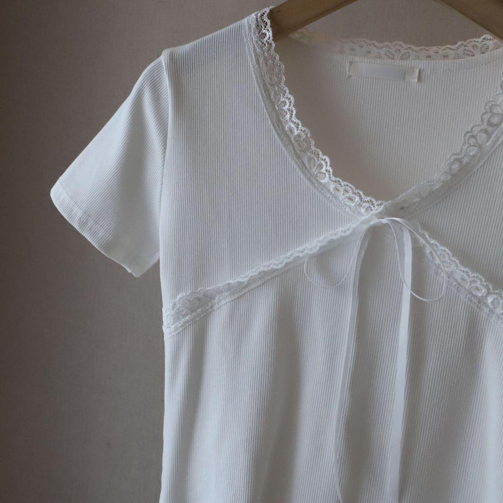 Petite Short-Sleeved Bow Slim-Fit Top - 2025 Korean Style Summer Women's Fashion