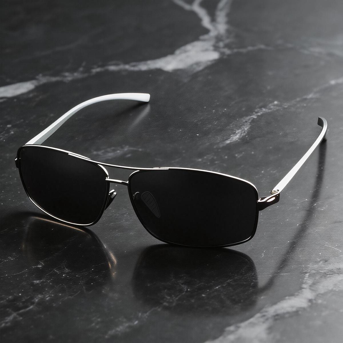 Aluminium Magnesium Alloy Double Bridged Enhanced Polarization Polarized Uv400 Uv100% Sunglasses чёрный