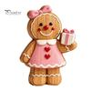 Christmas Gingerbread Man Ornaments Cartoon Wooden Ornament, Double-sided Printed Desktop Tabletop Figurines, Decorative Signs Craft for Home