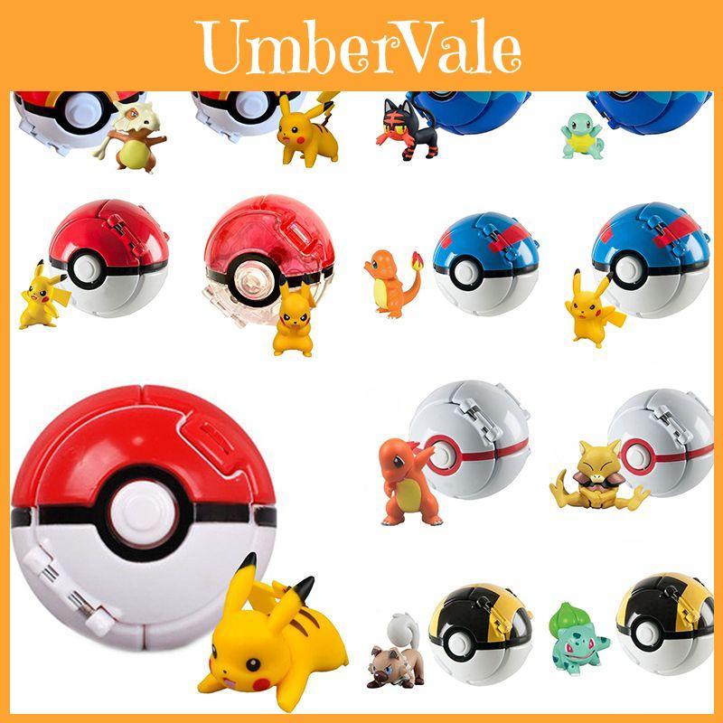 High Quality Poke Ball Figure Model Toy With Pikachu Charmander Litten Rockruff