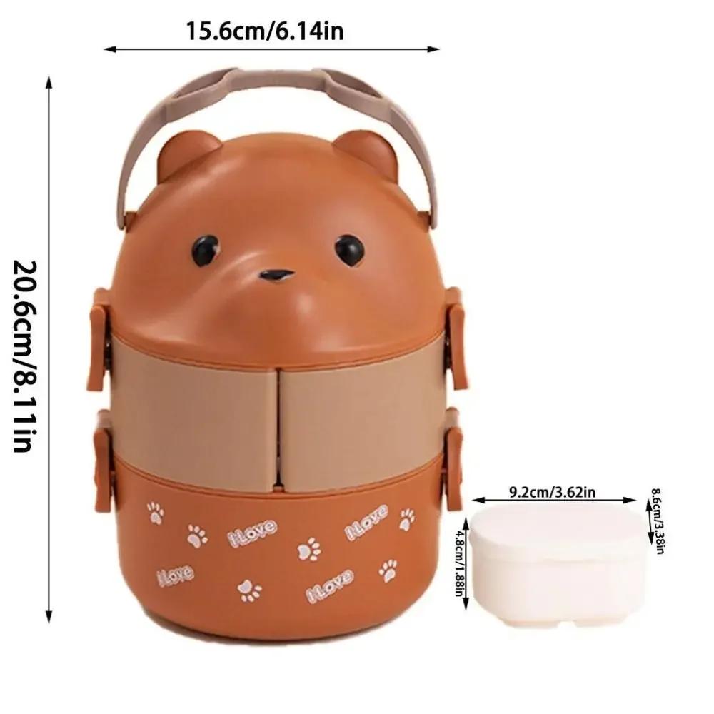 1Pcs New Eyeglass Bear Thermal Bento Box Children 1/2/3 Layers Lunch Box Portable Stackable Food Storage Container