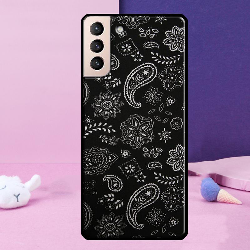 Black Bandana Paisley Phone Case For Samsung Galaxy S25 Ultra S24 Ultra S9 S10 S20 S21 S22 Plus S23 S24 FE Cover