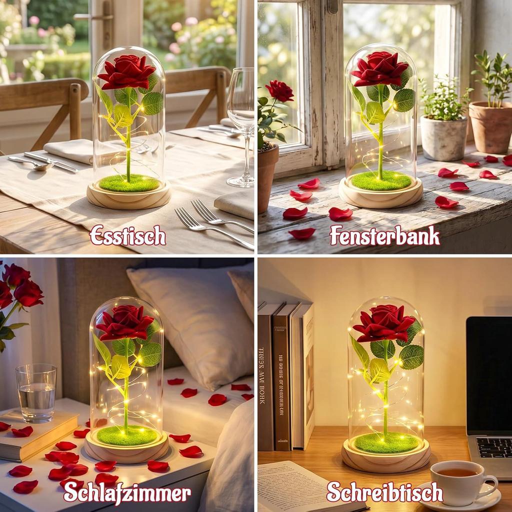 Rose Eternal Flower Glass Cover Ornament - Ideal Gift for Birthdays, Qixi, Valentine's Day, Mother's Day