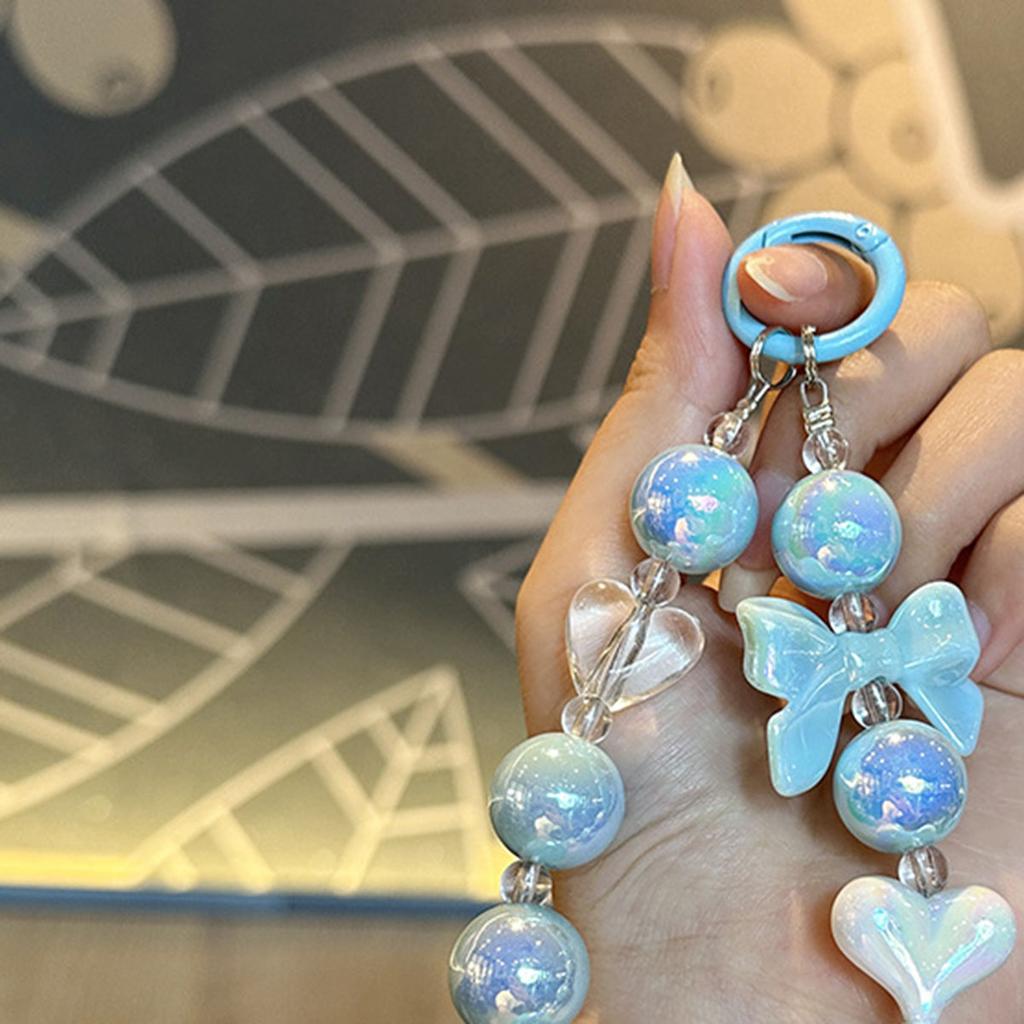 Colorful Bowknot Bead Jewelry for Mobile Phone Hanger, Girls' Couple Bead Jewelry, Bag Hanger, Car Keychain