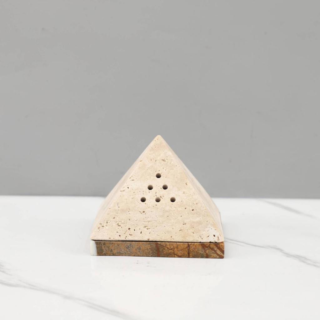 Pyramid Incense Burner StoneLike Holder with Base Stable Censer for Hotel Reception,