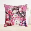 Pink New Christmas Printed Cushion Cover Sofa Bedroom Festive Santa Claus Snowman Pattern Cushion Cover