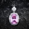 Elegant Vintage Pink Diamond Pendant Necklace Pink Crystal Ring Gemstone Earrings Jewelry Set