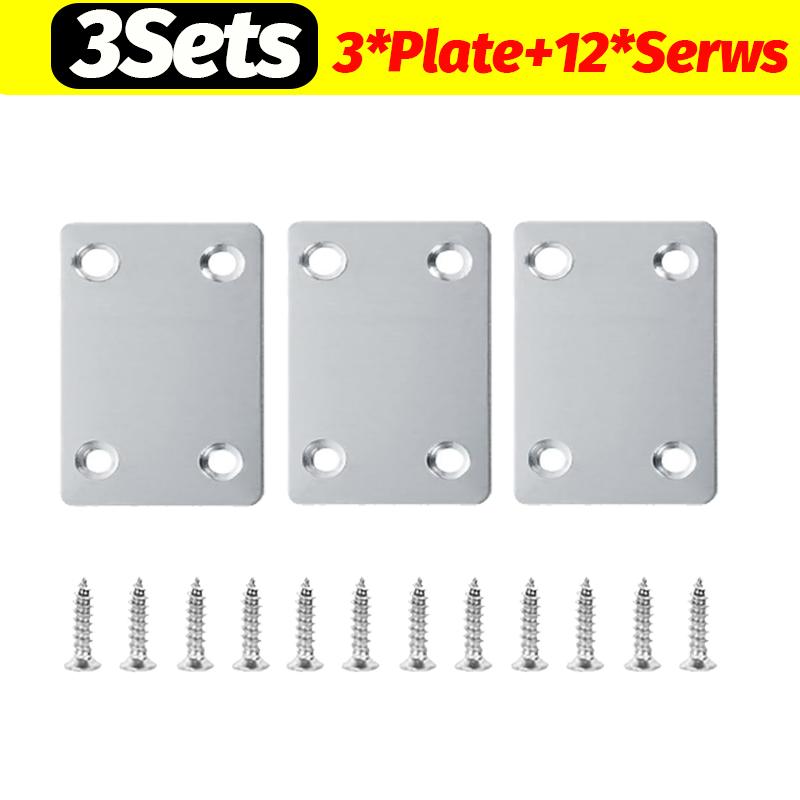 1/20Set Stainless Steel Flat Bracket for Wood Tables Chairs Cabinets Corner Code Fixing Brackets Furniture Repair Support Fixing
