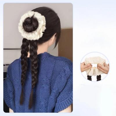 Lace Double Twist Synthetic Braid Wig Hair Ring Women Sweet Imitation Ponytail Extension Hair Accessory