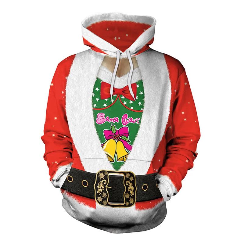 Christmas Sweatshirt Christmas Bells 3D Digital Printing Couple's Top Fashion Casual Hoodie