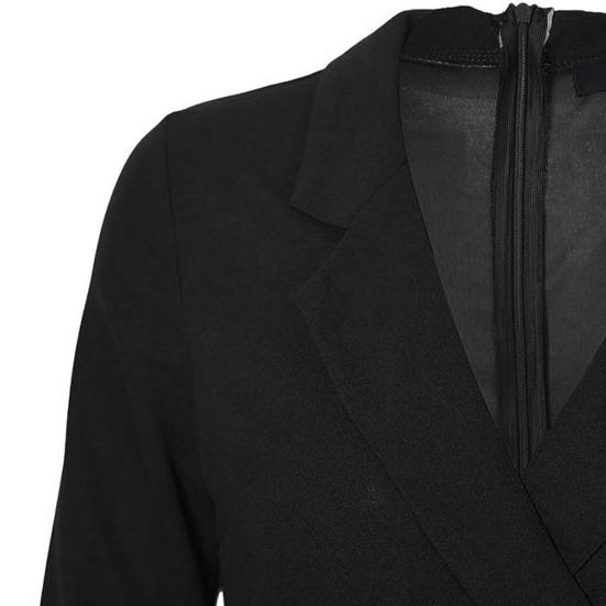 Women Pencil Dress Solid Color Buttons Autumn Winter Slim Zipper Suit Dress for Office