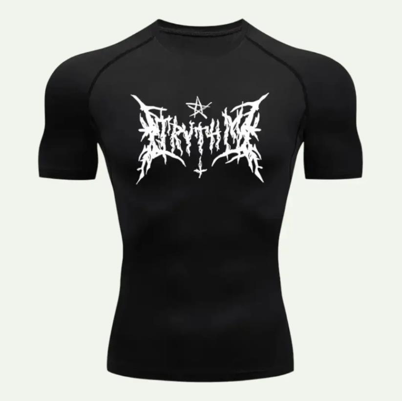 Y2K Compression Shirt Men Fitness Gym Skeleton Sport RunningSleeve T-Shirt For  T-Shirt Rashgard Tops Tee Quick Dry Short Men