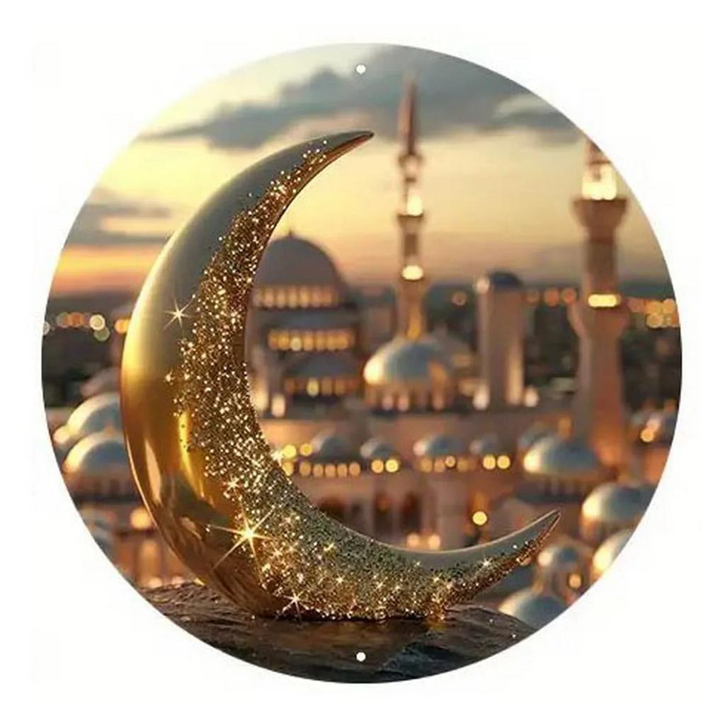Retro Round Metal Tin Signs Sun And Moon Face Decor Pattern Nostalgic Iron Painting Novelty For Cafe Bar Man Cave Wall Decor