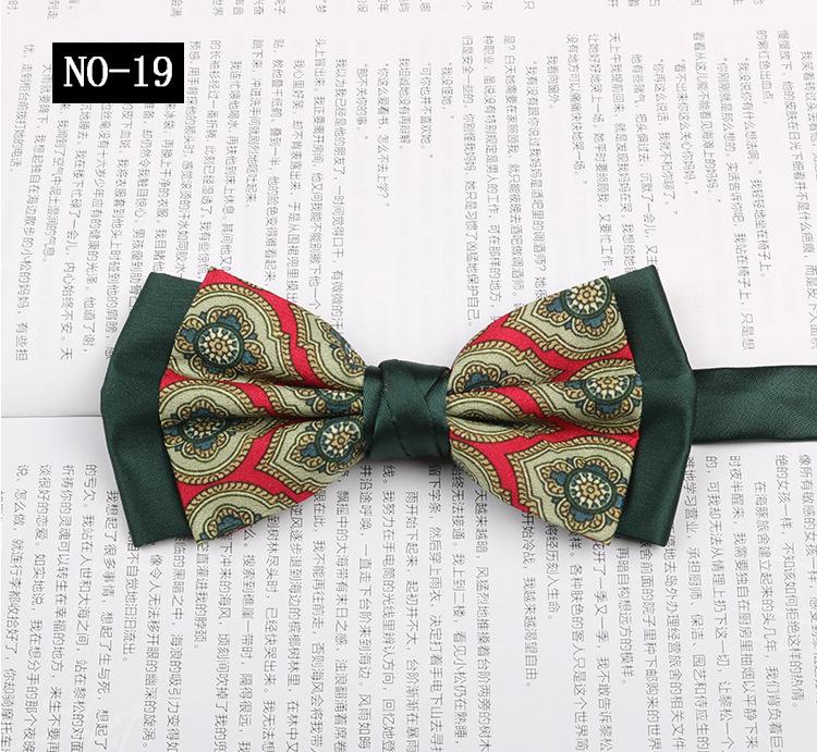 Gemusterte Fliege Herren Imitationsseide Druck Retro High-End Französisches Hemd Amtlich Fotografie Hochzeit Schleife Kragen