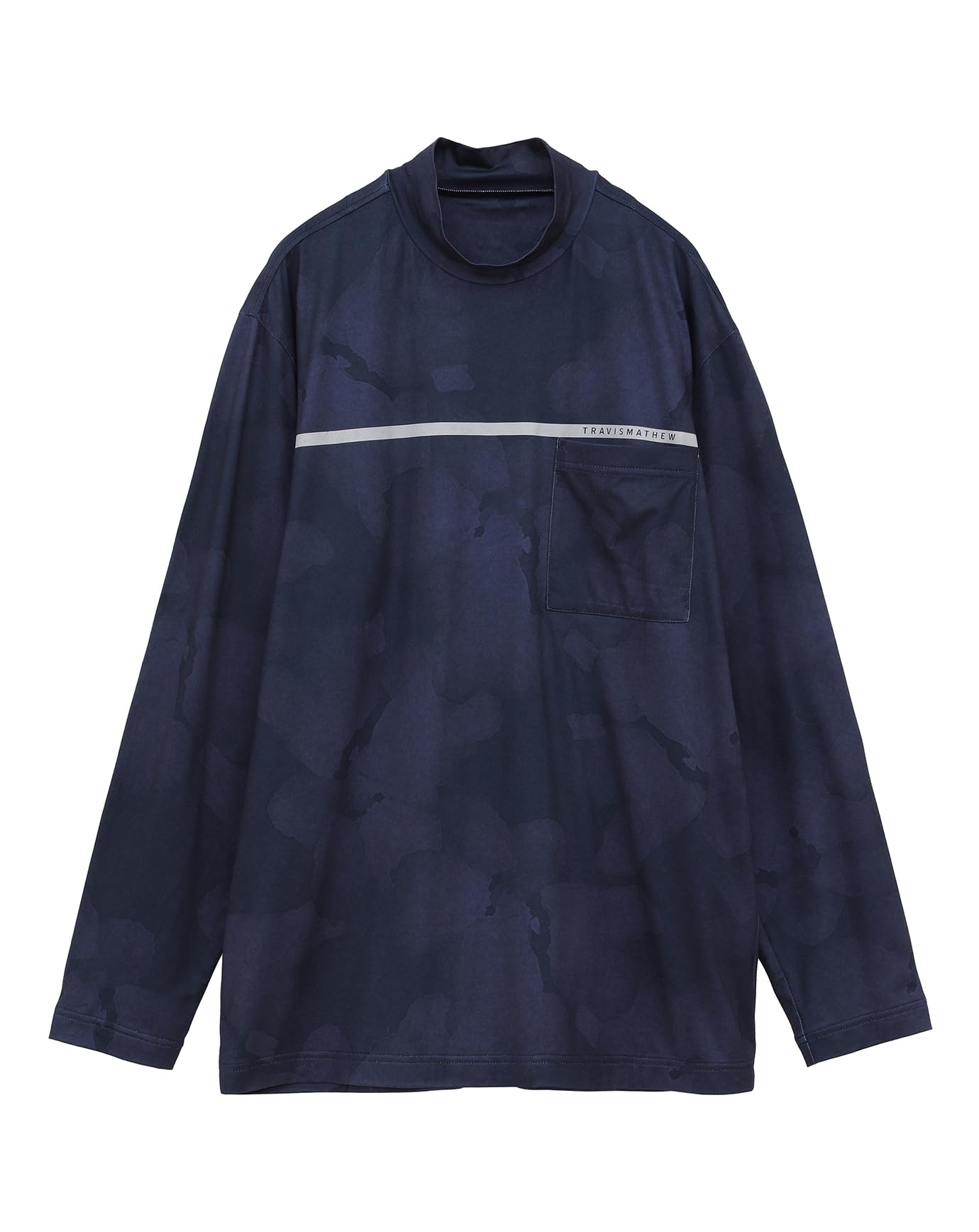 

TravisMatthew Men s Long Sleeve Mock Neck Shirt (Chest Pocket, Brushed, Stretch) / Golf Undershirt / 7AK031 Total Eclipse M