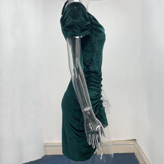 Regulowana chusta asymetryczna lamówka z krótkim rękawem Hip Wrap kobiety sukienka z odkrytymi ramionami Ruched aksamitna obcisła sukienka Streetwear