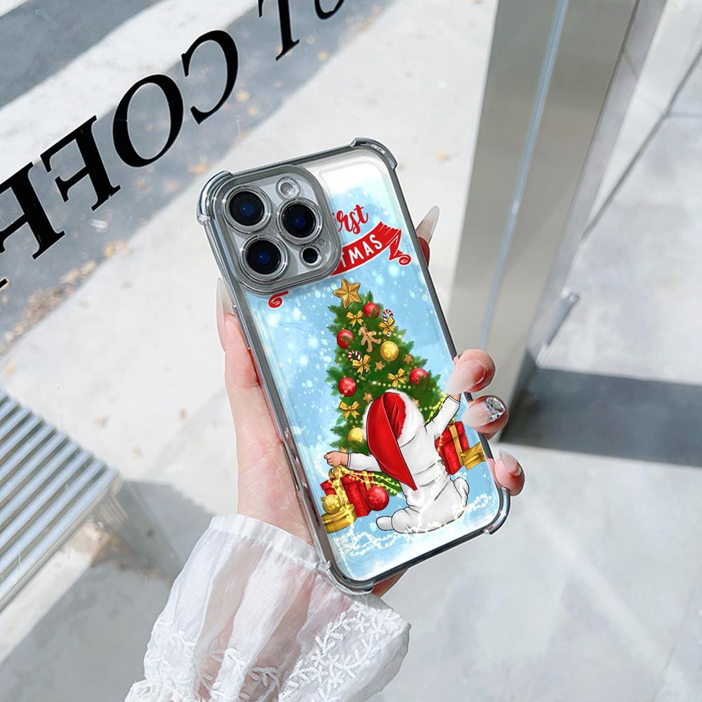 Ae108 Happy New Year Merry Christmas Electroplated TPU Phone Cases for Xiaomi 11 Lite Redmi Note 13 Pro 12C 9S 14C Huawei Four Corner Protection Cover