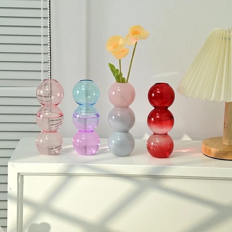 Glass Bubble Vase Flower Arrangements Vase Green Plants Hydrocuring Bottle Office Desk Ornaments Bubble Decorative Vase