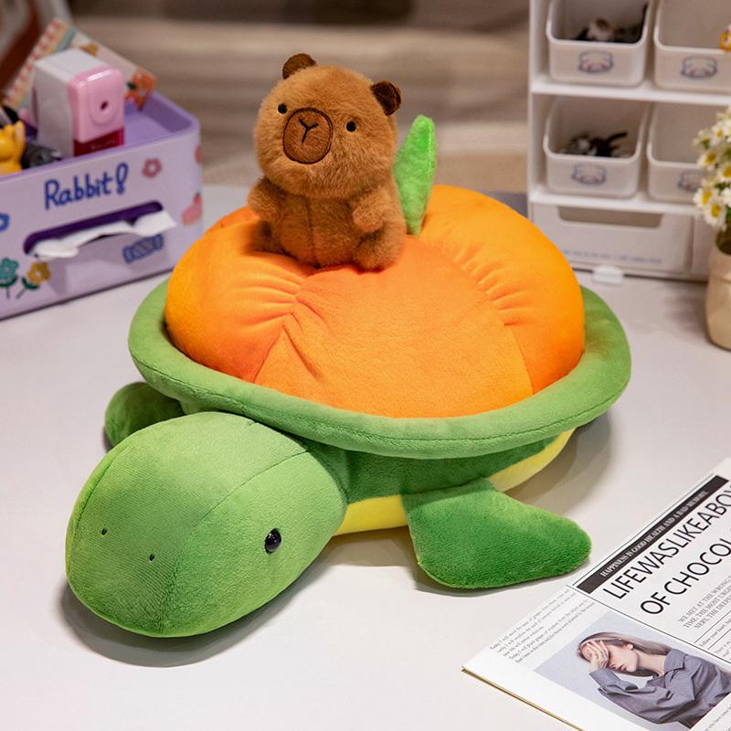 Non-Toxic New Arrival Kawaii Creative Tortoise Backpack Plush Doll Trutle With Capybara Toy Soft Decor For Children And Children Birthday Gift