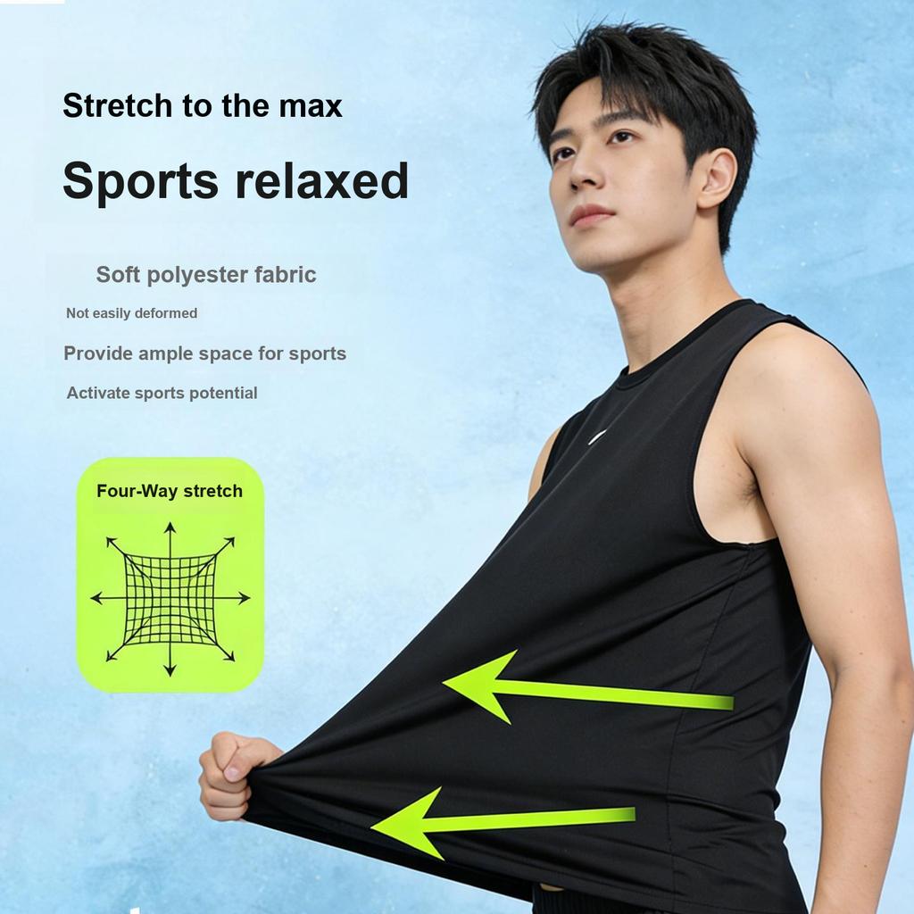 Li-Ning Simple Fashion Sweat-Absorbing Quick-Drying Ice-Sense Breathable Sports Casual Fitness Sleeveless Vest Men tops Black LWTW001-3