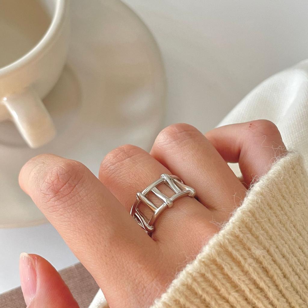 Korean Fashion Gold Silver Plated Rings for Women Big Large Square Open Finger Ring Chunky Jewelry 2024 New Hot