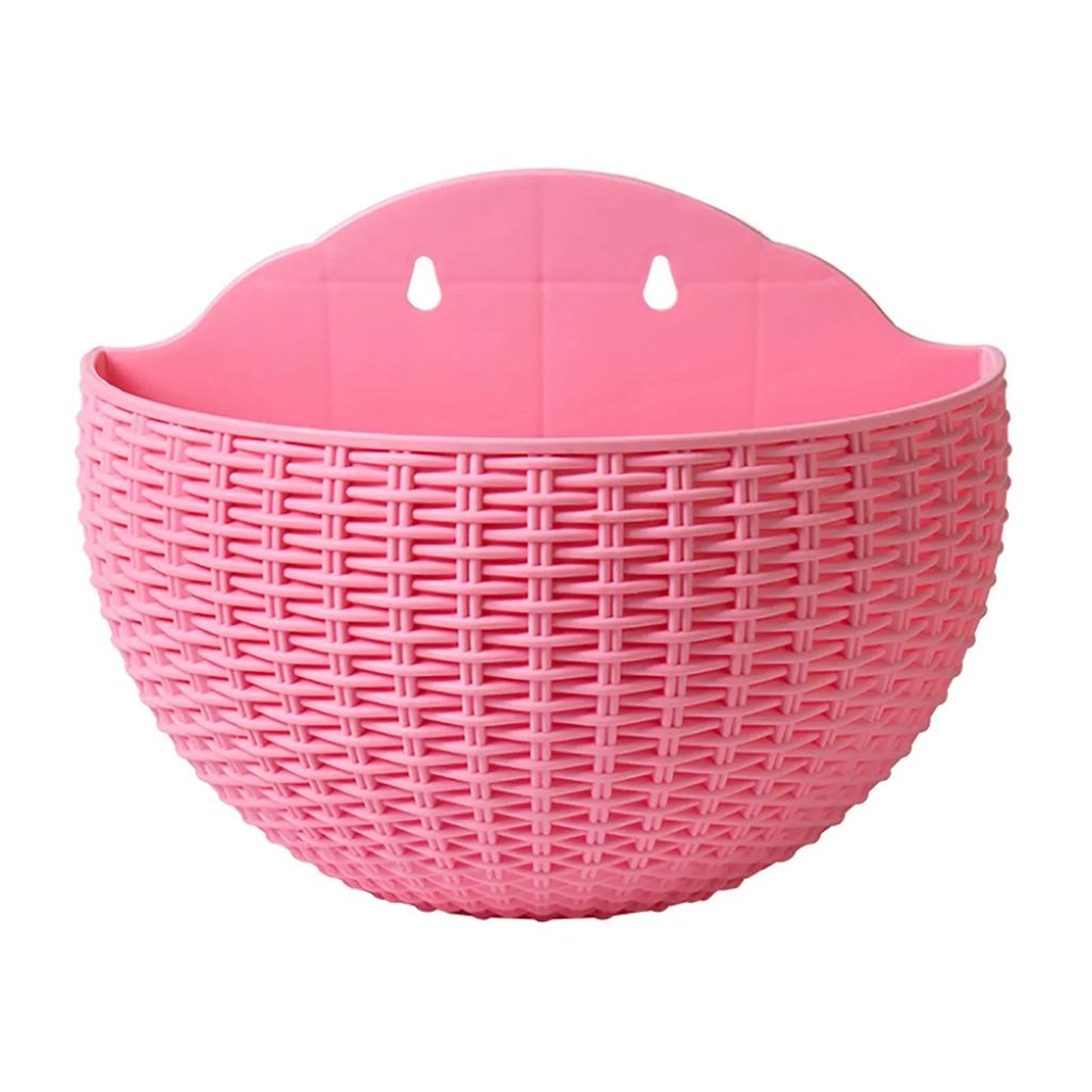 Imitation Rattan Wall-mounted Semi-circular Flower Basket No-punching Outdoor Garden Balcony Hydroponic Flower Pots Home Decor