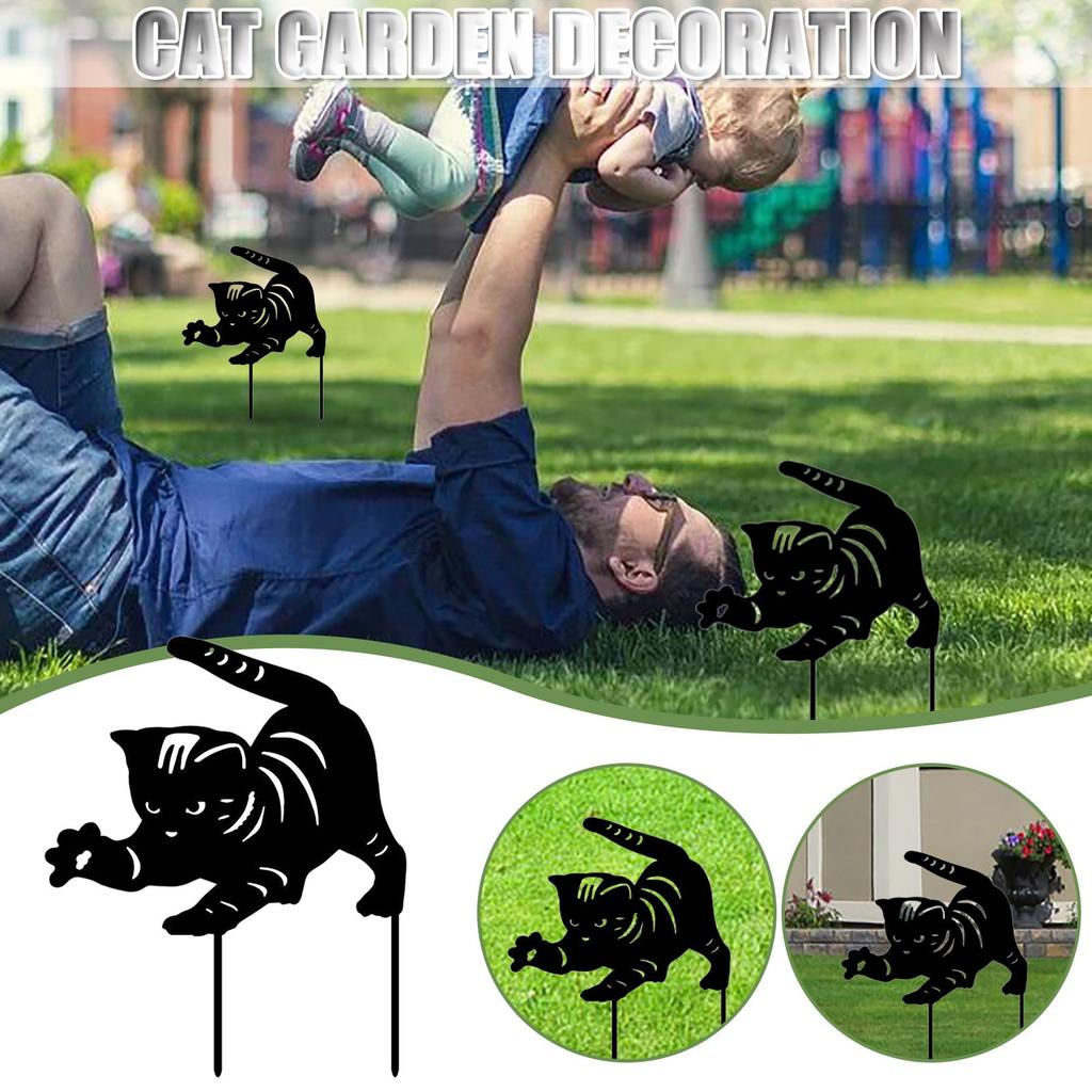 Garden Ornaments Cute Cat Acrylic Ground Plug Decoration Supplies Garden Insert Sign Yard Decoration Garden Ground Plug
