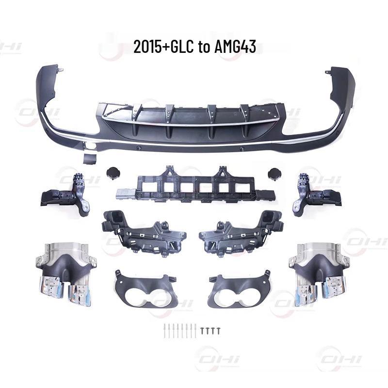 Compatible Rear Lip Tailpipe Dual Exhaust for 15-22 Mercedes-Benz GLC AMG GLC43/63