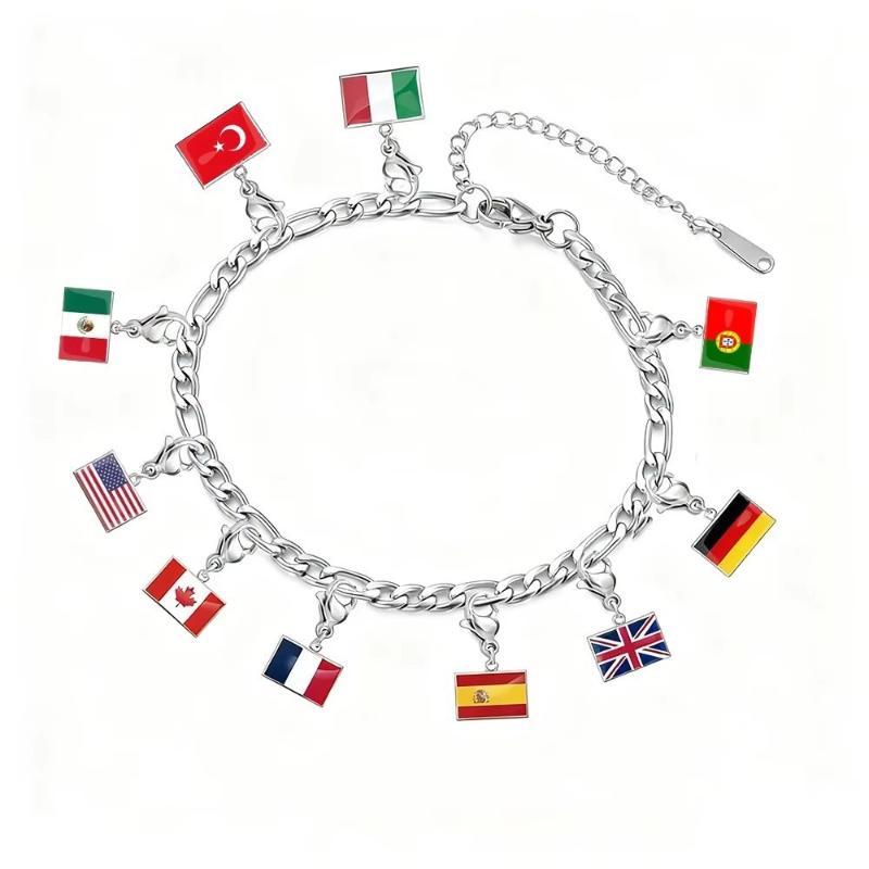 DIY Malý Národní Vlajka Země Přívěsky Náramek Pro Ženy Muže Personalizované Nerezová Ocel Fotbalový Pohár Šperky Dárek