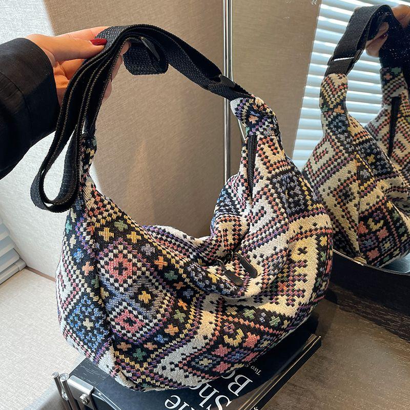 Ethnic-style Canvas Bags for Women Trendy and Fashionable Crossbody Bags for Women Ins-style Niche Dumpling-shaped Bags