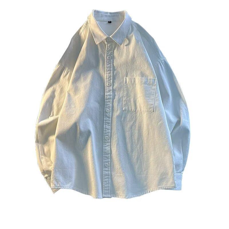 Solid Color Long Sleeved Shirt Casual Ins Loose Shirt Men'S Summer Trend Versatile Casual Jacket