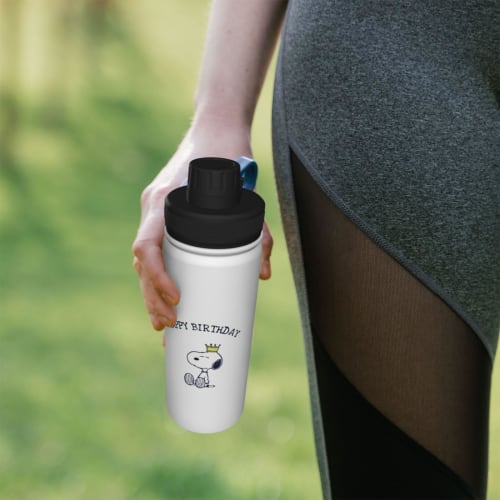 Snoopy Thermos Sports Bottle, Insulated, Vacuum Insulated, Portable Mug, Direct Drinking, Stainless Steel, Stylish, Lightweight, Outdoor, Adult, Black