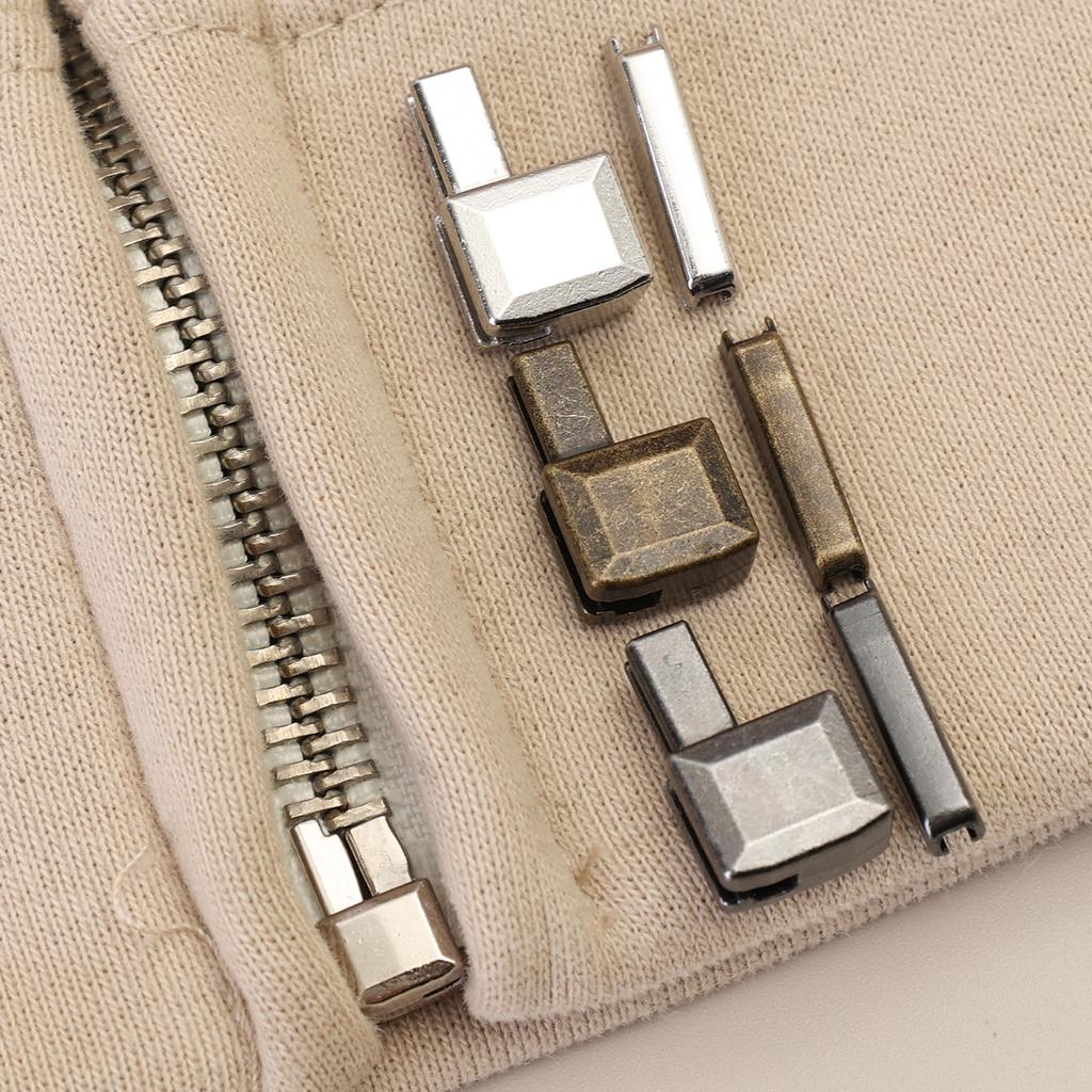 12Sets Metal Zipper Repair4 Sizes Zipper Insertion Pin #3#5#8#10 Zippers Latch Slider Retainer Bottom Stop Zipper