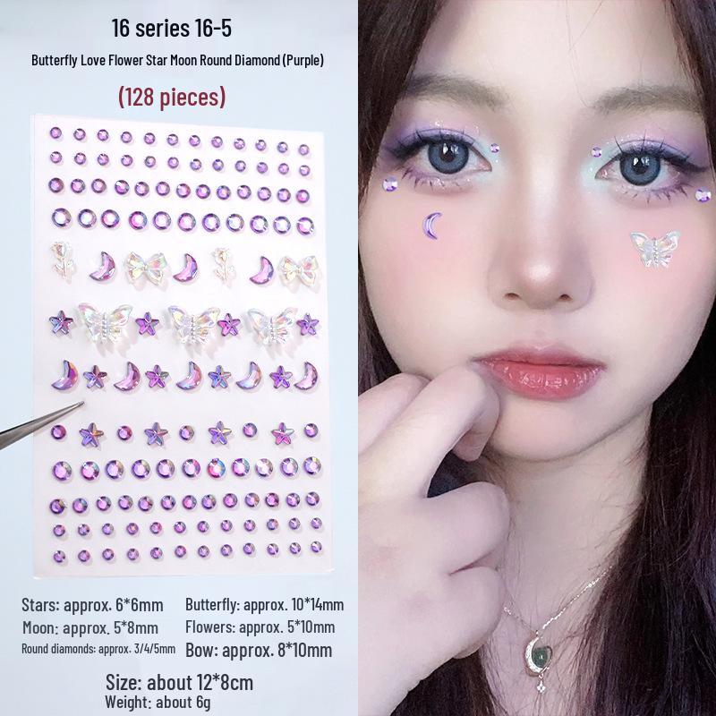 3D Butterfly & Star Face Sticker Set with Rhinestones & Pearls for Kids