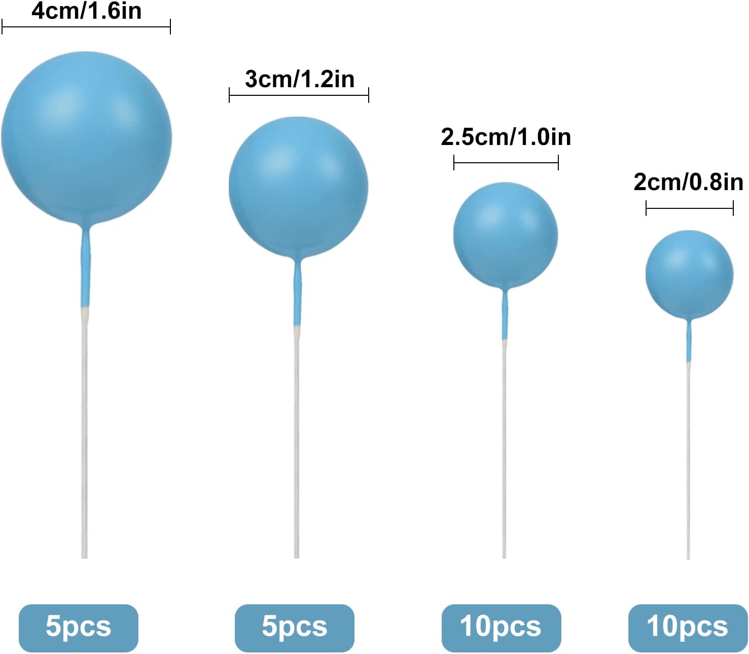 

30 шт. Цветные шарики Топперы для вставки в торт DIY Мини-шарики Украшение для выпечки кексов Для вечеринки по случаю дня рождения, свадьбы, юбилея, детского праздника set синий