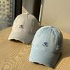 Burgundy Frayed Vintage Embroidered Baseball Cap for Couples, New Spring/summer/autumn Versatile Large-brimmed Age-reducing Cap