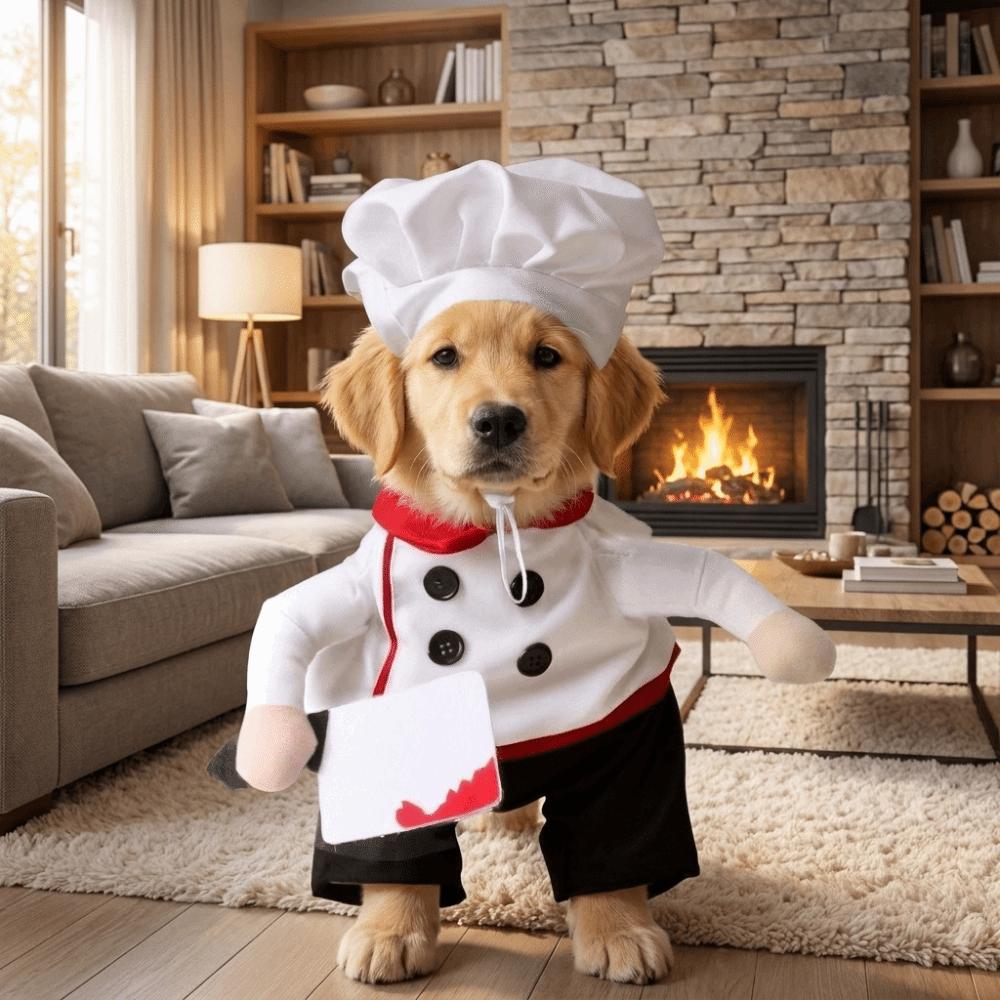 Adjustable Pet Funny Chef Costume Breathable Halloween Dog Clothes Cat Party Dressed Up Halloween