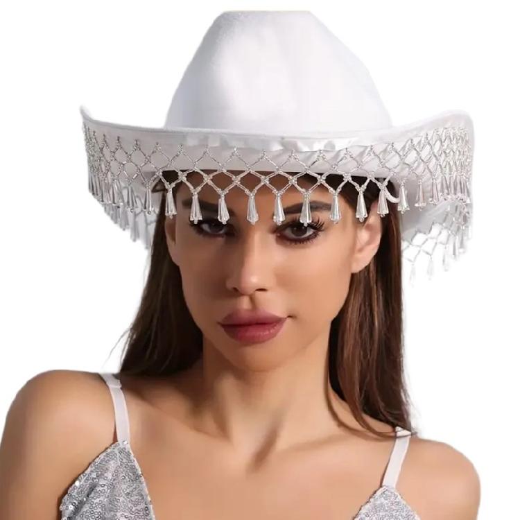 Fringed Drop Cowboy Hat Music Festival Hat Birthday Party Headwear Beach Sun Hat