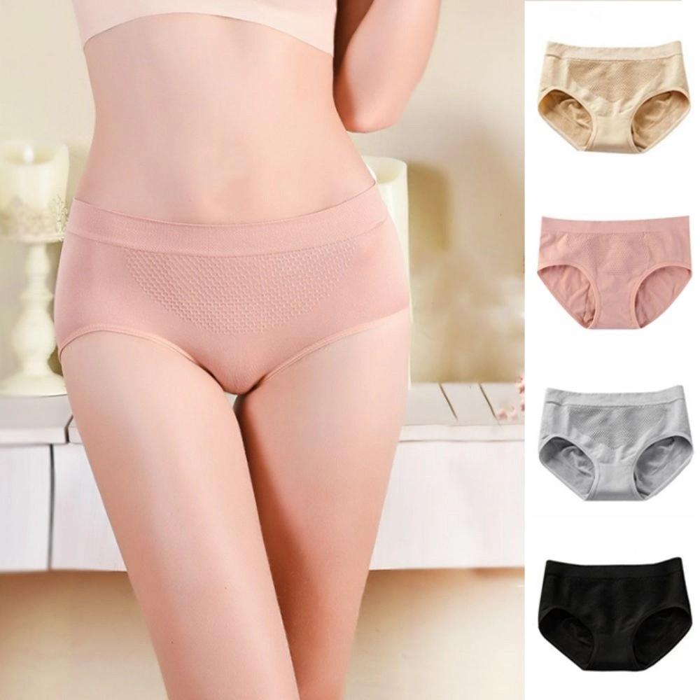 5PCS Panties Seamless Briefs Mid Waist Women Underwear Comfortable Simple Underpants Girls