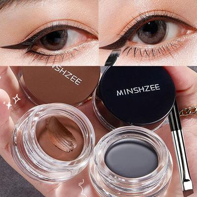 Black Brown Eyeliner Cream Waterproof Quick Drying Smooth Eye Liner Gel Not Blooming Eye Shadow Makeup Tools With Brush Set