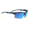 Rudy Project KEYBLADE Sportsonnenbrille für Straße und Blau-Marine Mattes Gestell mit Polar 3FX Multi Laser Blau Gläsern Fahrräder, Radfahren, Marathons, Joggen,