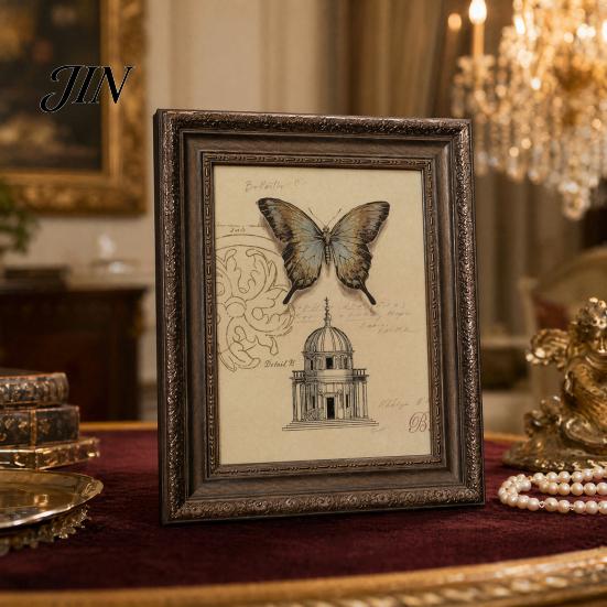 Cornice Decorativa per Foto 5/6/7/8/10 pollici A4 Vintage con Fronte in Acrilico, Supporto Espositore Frontale per Tavolo, Decorazione Familiare Ufficio Casa Retrò