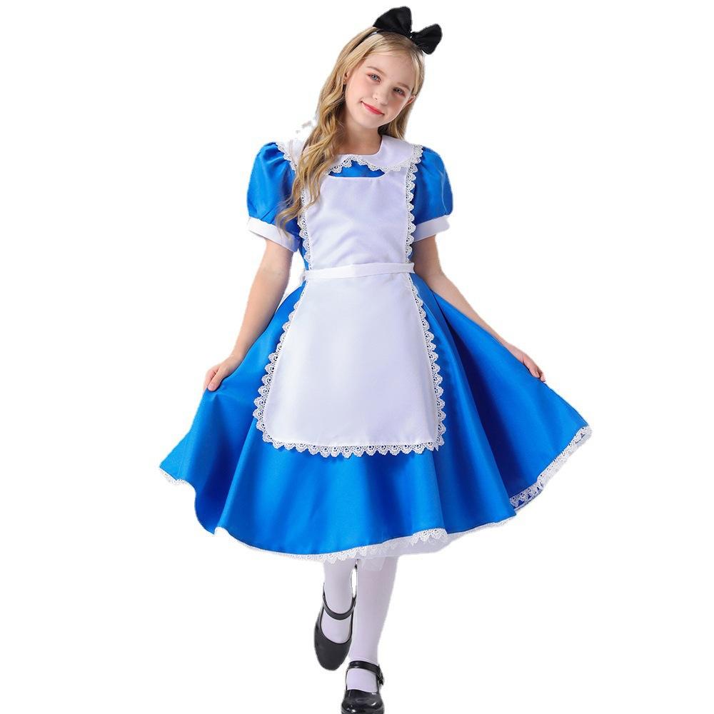 Cosplay-Export, Halloween-Kostüm Alice-Cosplay Anime-Maid-Kostüm Europäisches und Amerikanisches blau-weißes Maid-Kostüm Prinzessinnenkleid