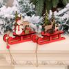 Weihnachtsschlitten Miniatur Holz Weihnachtsmann Schneemann Hirschschlitten Ornament für Kinder Geschenk Desktop Kleine Ornamente aus Holz abnehmbar