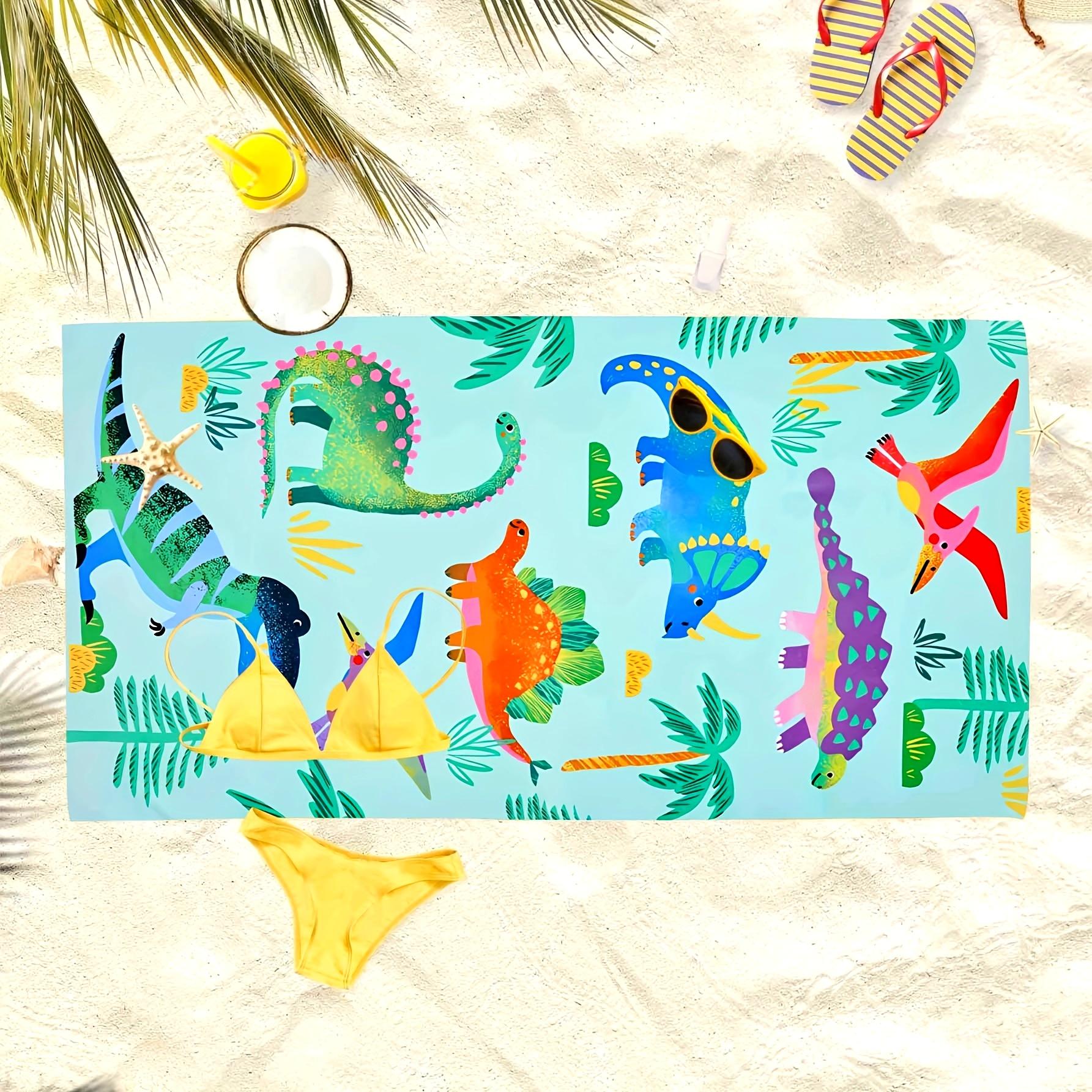 

Dinosaur Large Beach Bath Towel Extra Strong Absorbency Microfiber Lightweight Windproof for Pool Spa Travel Ideal W40*H60(CM)